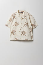 Haut boutonné à imprimé tropical