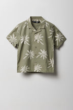 Haut boutonné à imprimé tropical