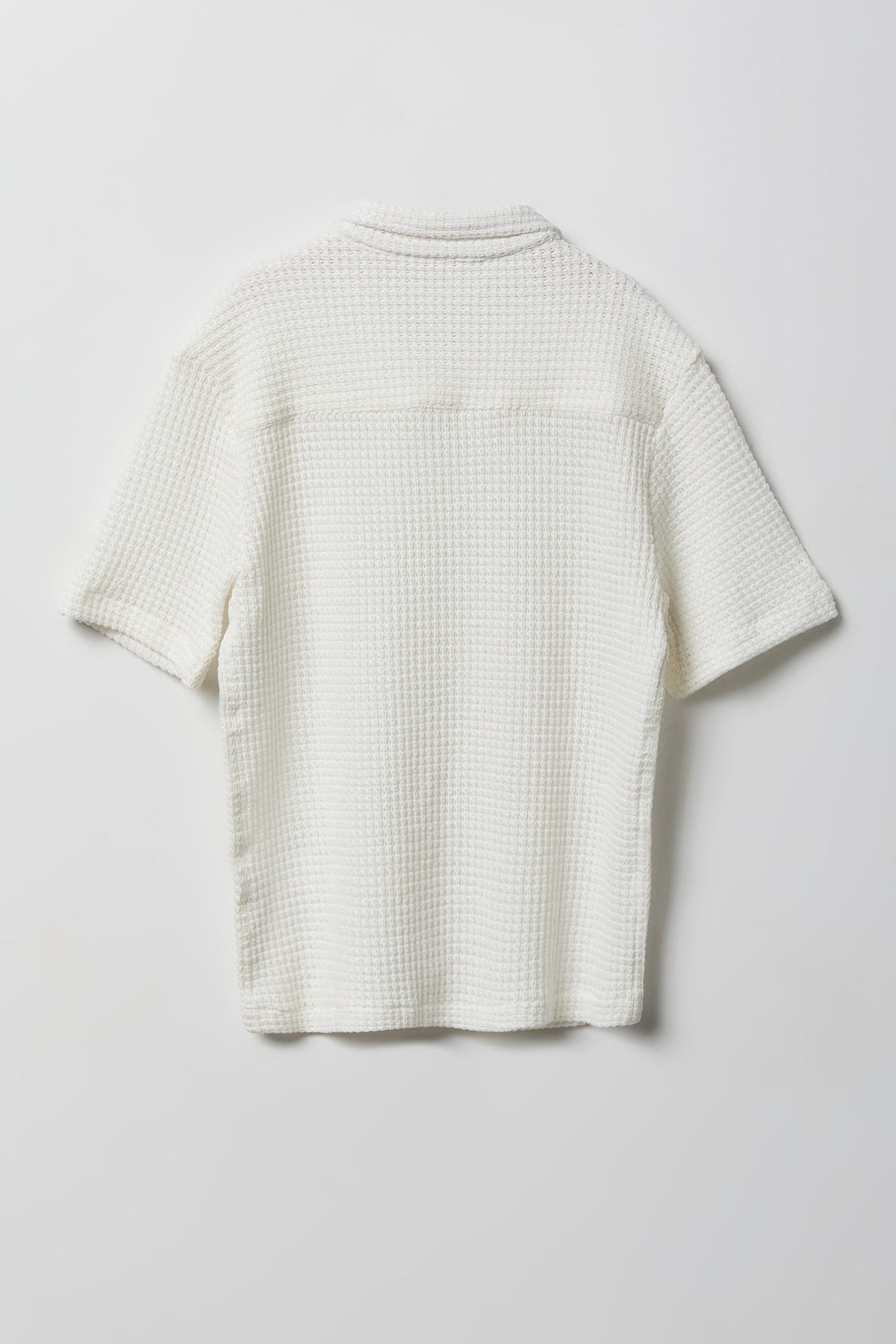 Alt View 2. Boys Textured Waffle Button-Up Top - Off White