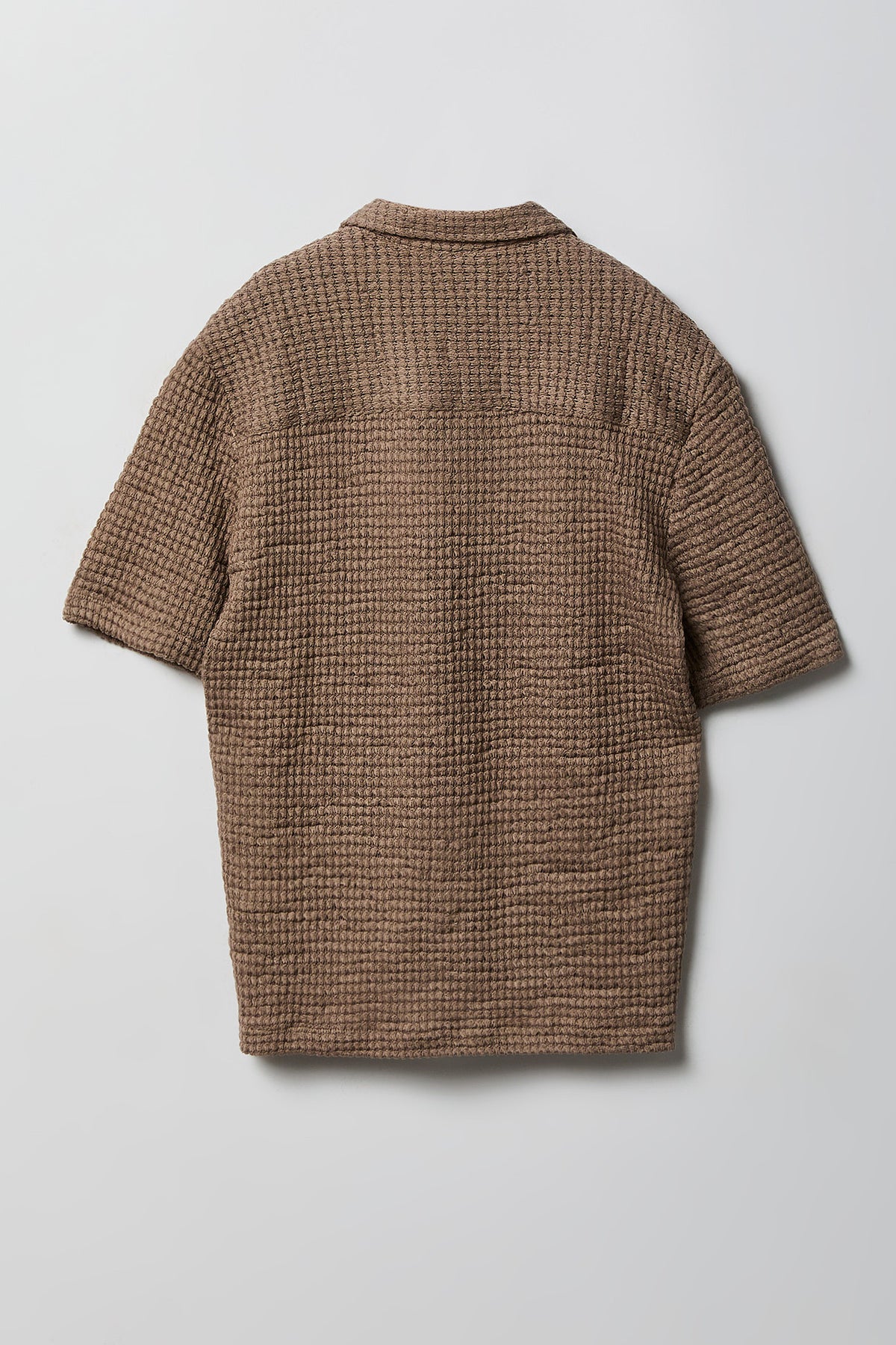 Alt View 2. Boys Textured Waffle Button-Up Top - Brown
