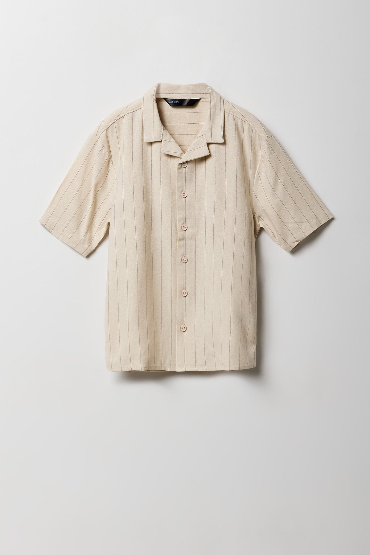 Boys Linen-Blend Button-Up Top - Oatmeal