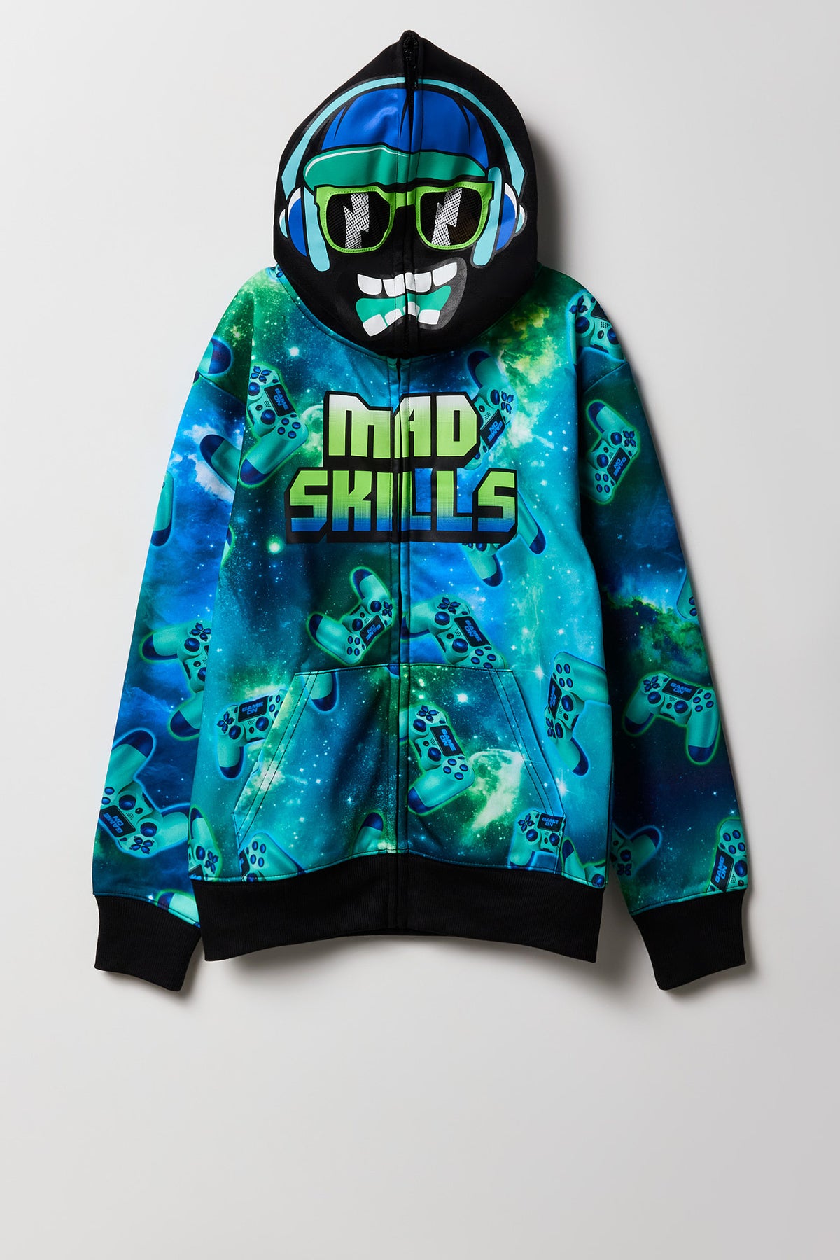 Kids Mad Skills Printed Full Zip Fleece Hoodie - Aqua
