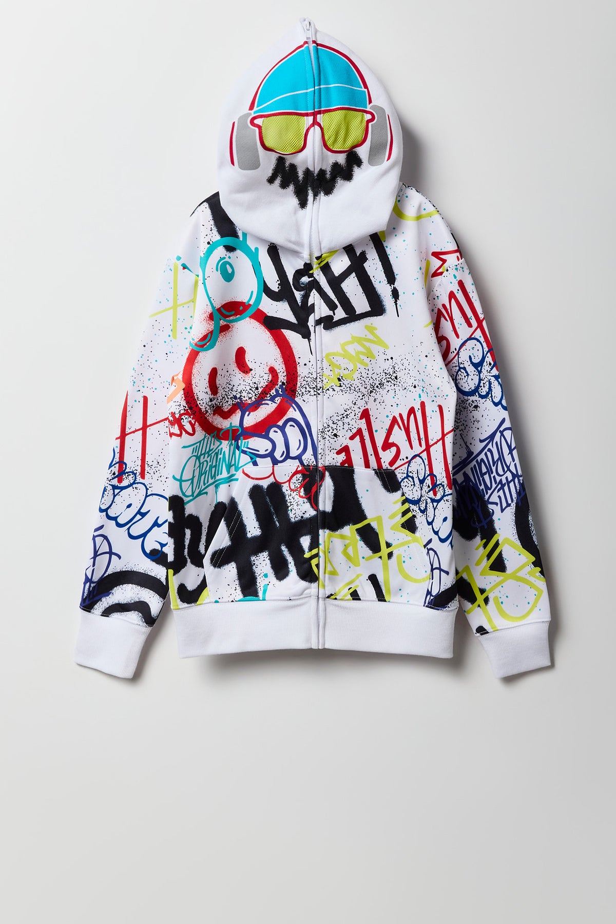 Kids Graffiti Full Zip Hoodie - White