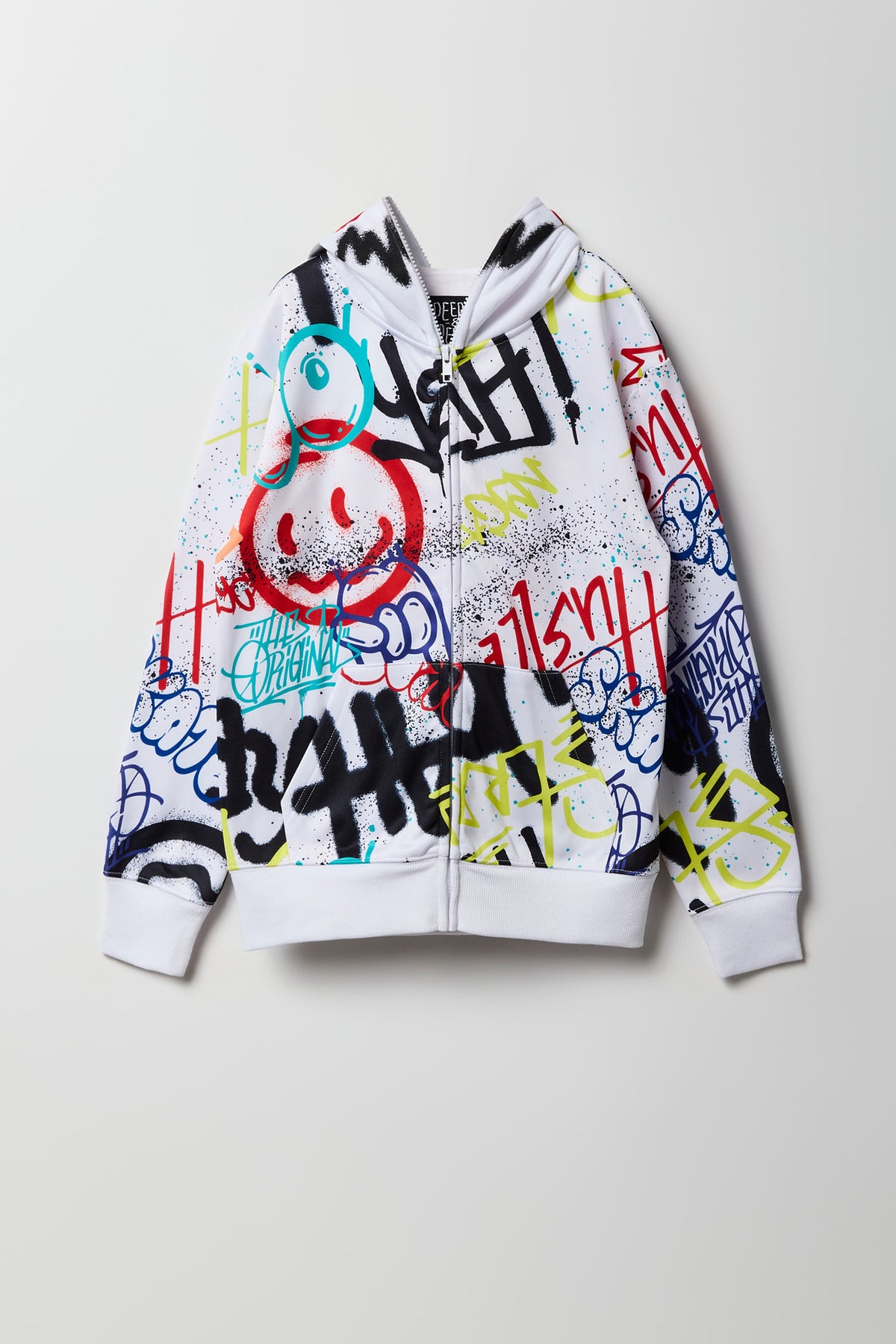 Alt View 2. Kids Graffiti Full Zip Hoodie - White