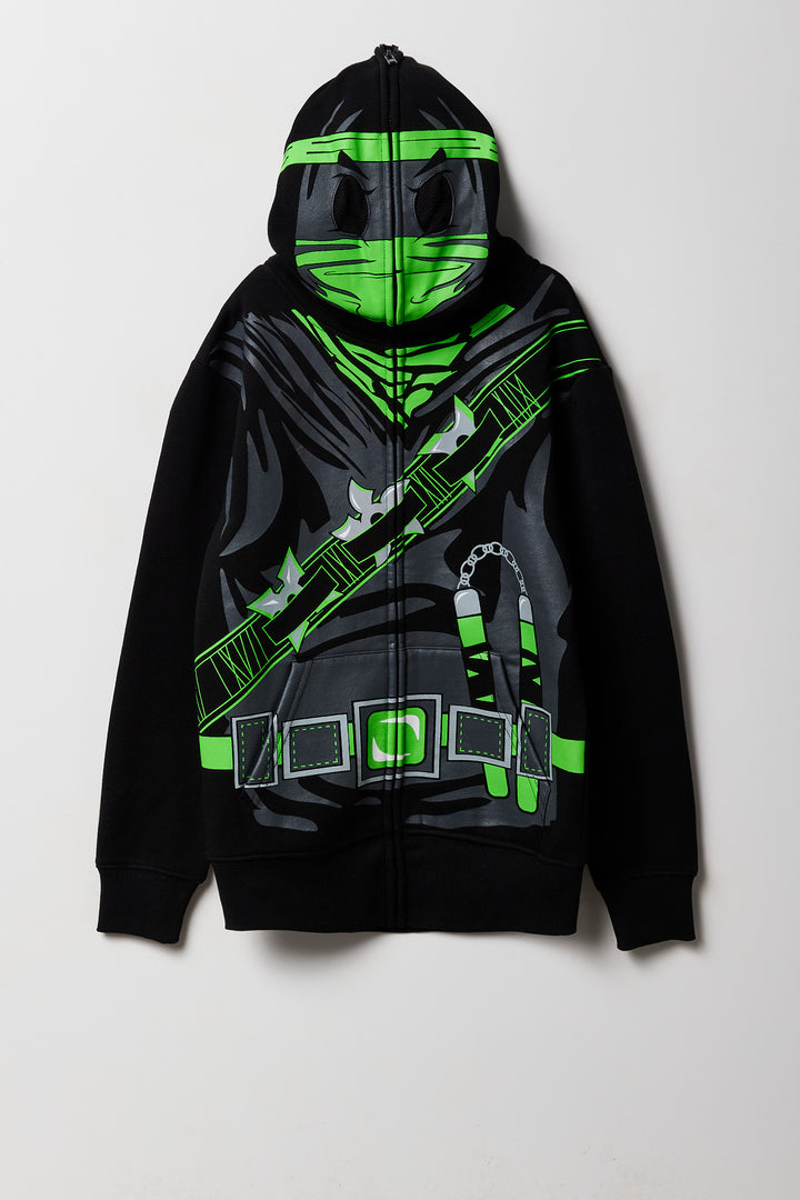 Kids Ninja Printed Full Zip Fleece Hoodie
