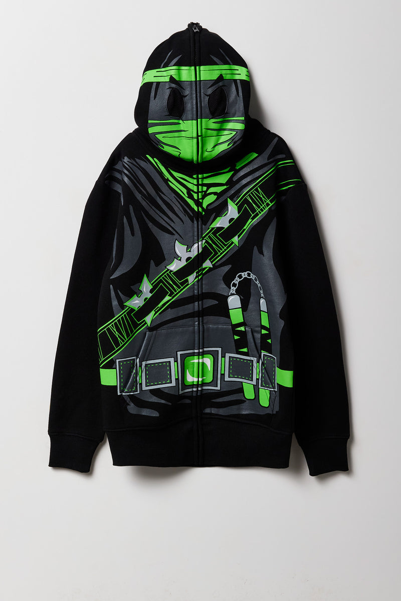 Kids Ninja Printed Full Zip Fleece Hoodie