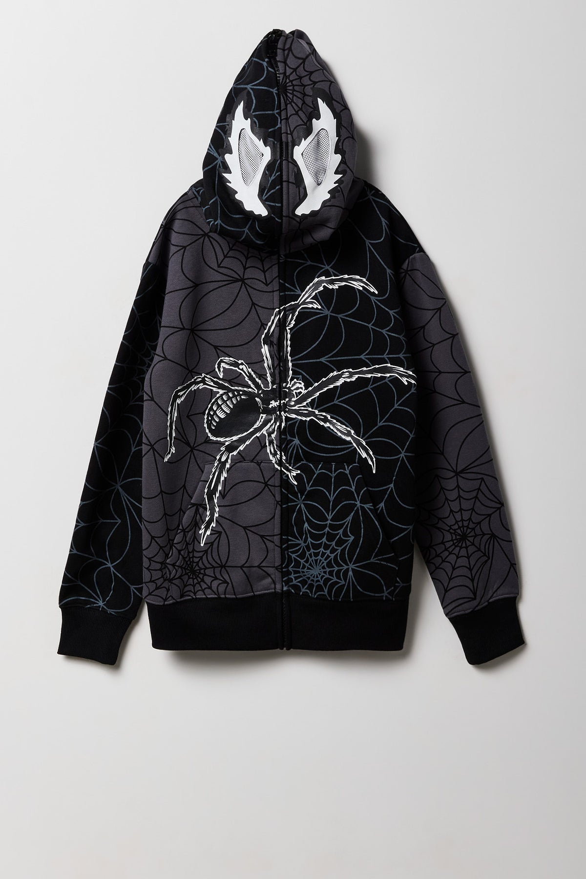 Kids Black Spider Full Zip Peeper Hoodie - Charcoal