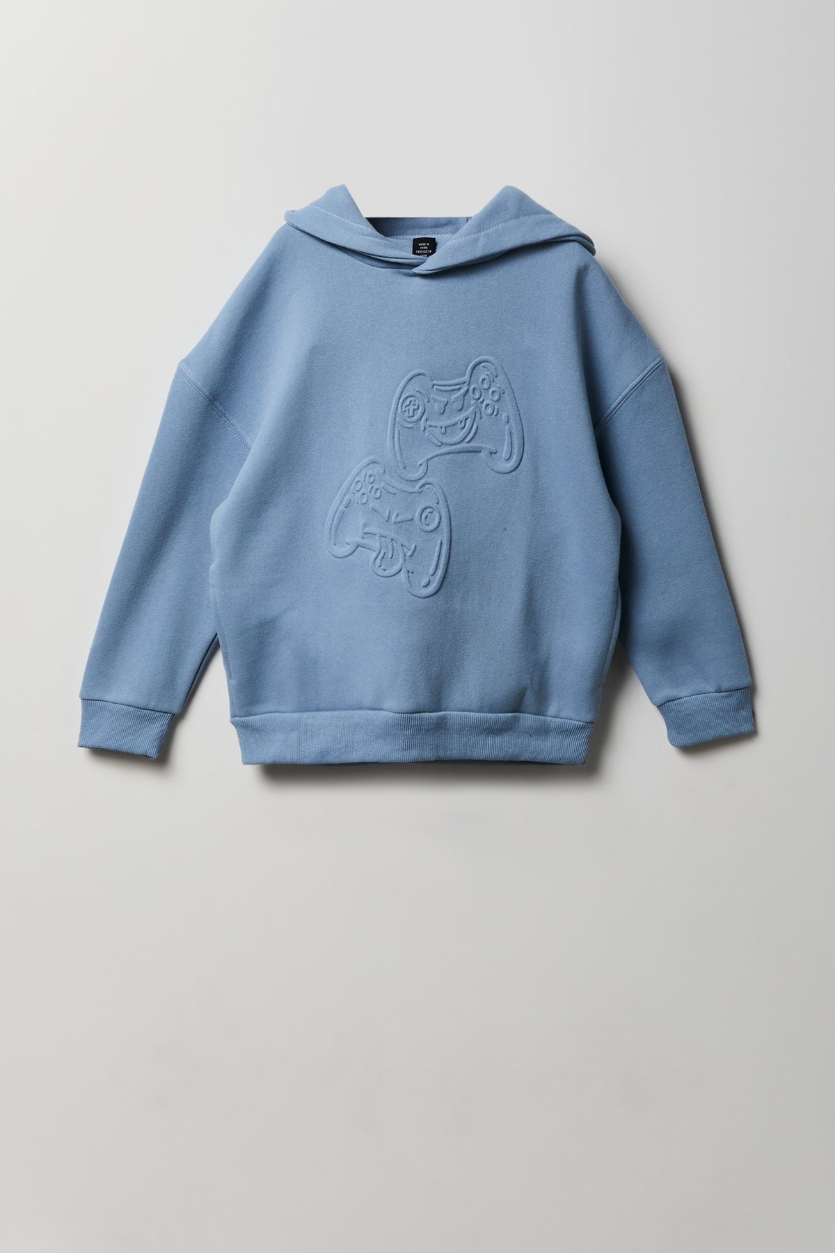 Kids Premium Heavyweight Fleece Embossed Hoodie - Blue