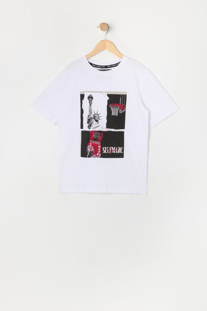 T-shirt blanc à imprimé Self Made Legend pour garçon