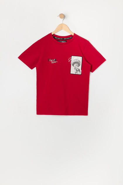 T-shirt rouge à imprimé Self Made Legend pour garçon