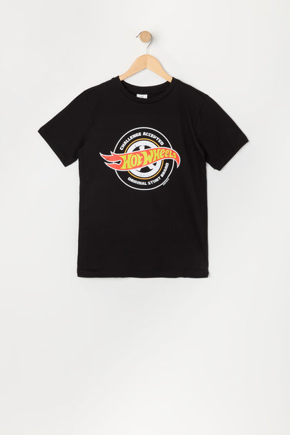 T-shirt noir à imprimé Hot Wheels™ pour garçons