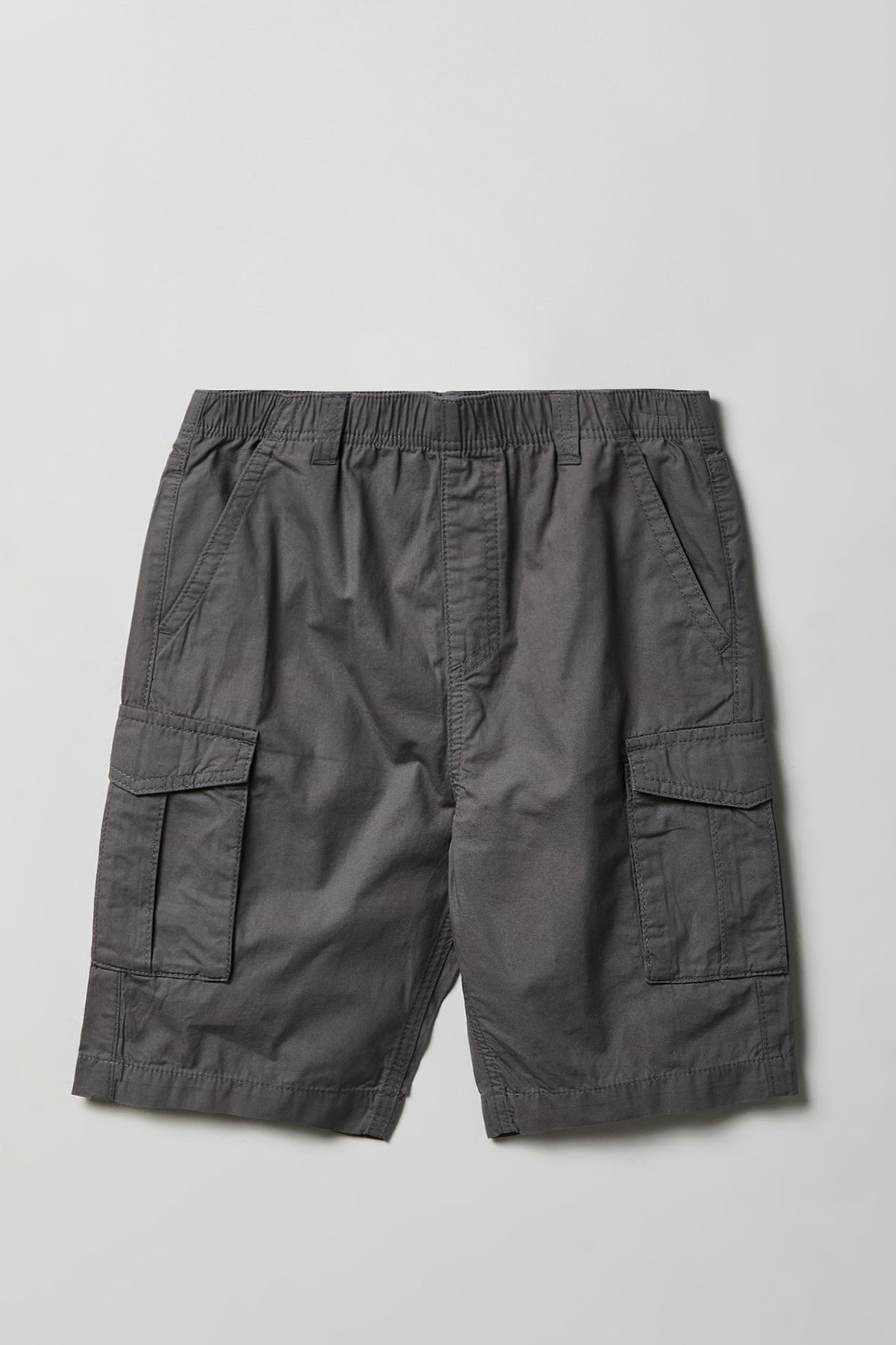 Boys Poplin Cargo Short - Heather Grey