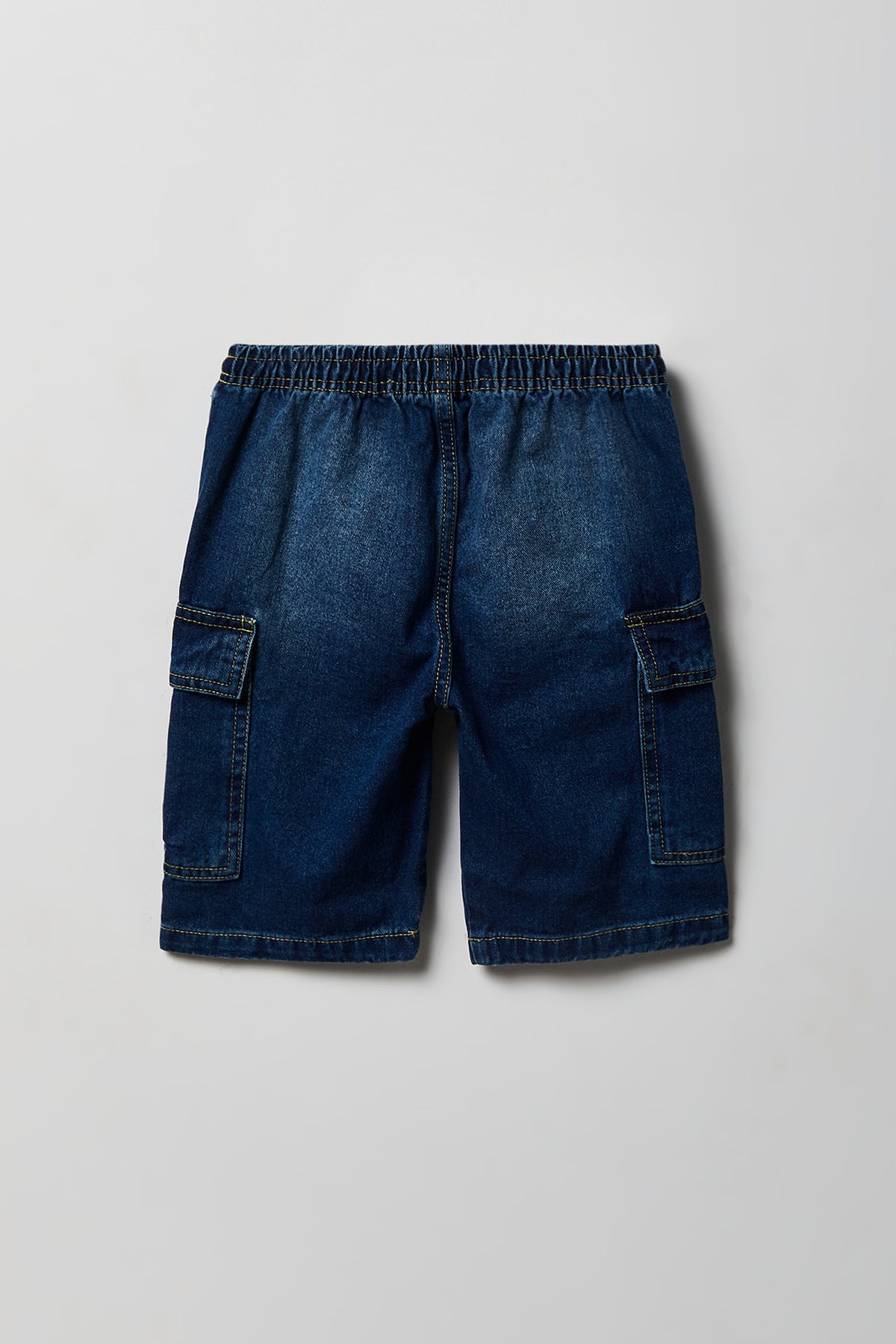 Alt View 2. Boys Cargo Denim Short - Dark Blue