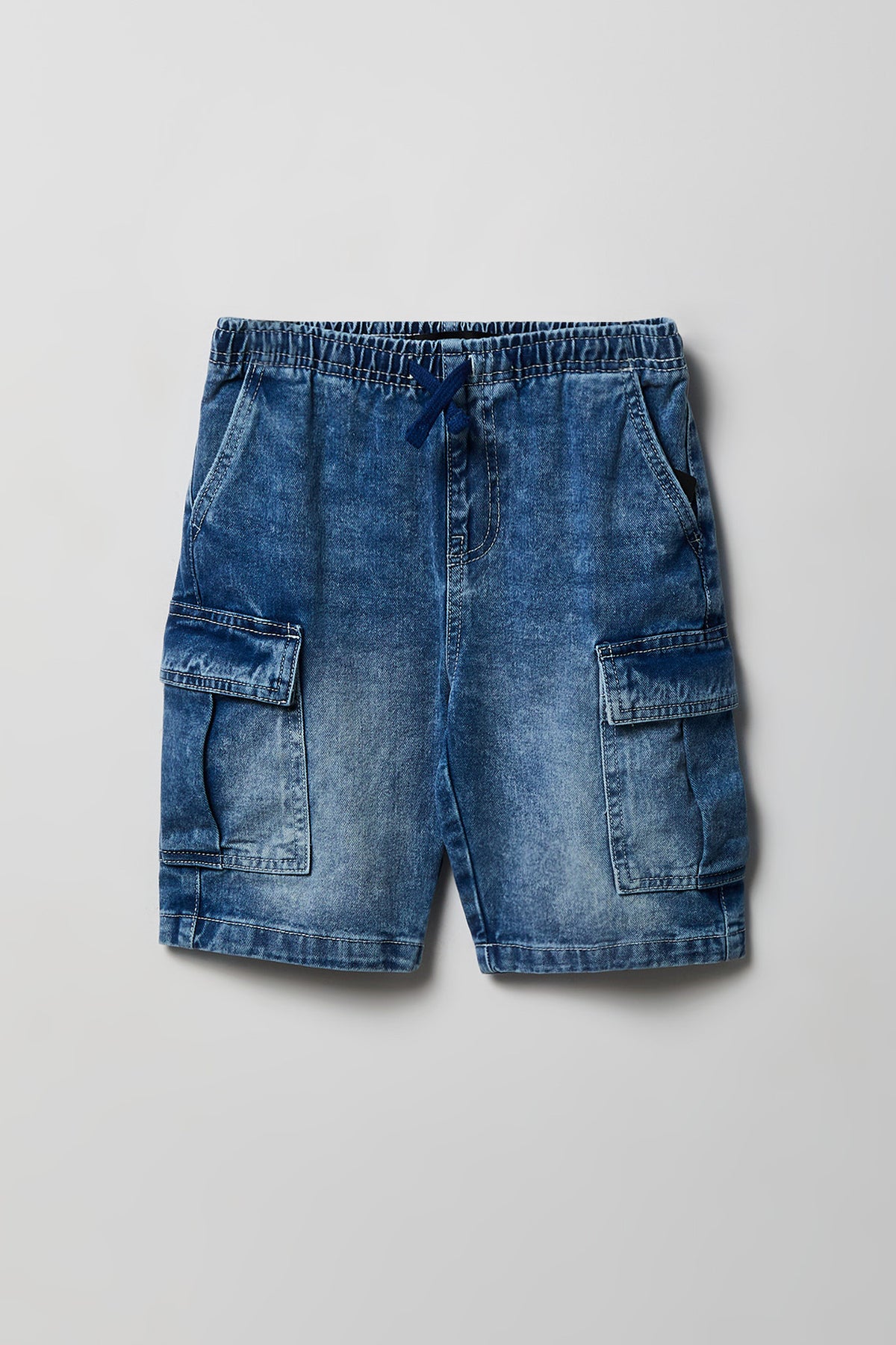 Boys Cargo Denim Short - Medium Denim Blue