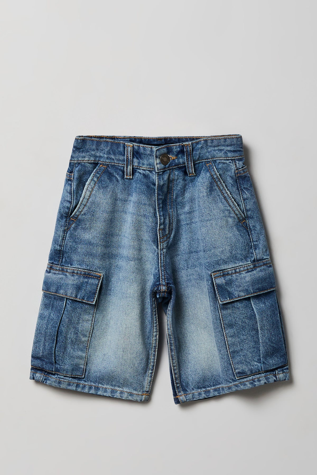 Boys Cargo Denim Short - Pacific Blue