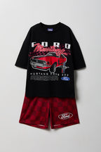 Ensemble pyjama avec t-shirt à imprimé Ford Mustang et short pour enfant