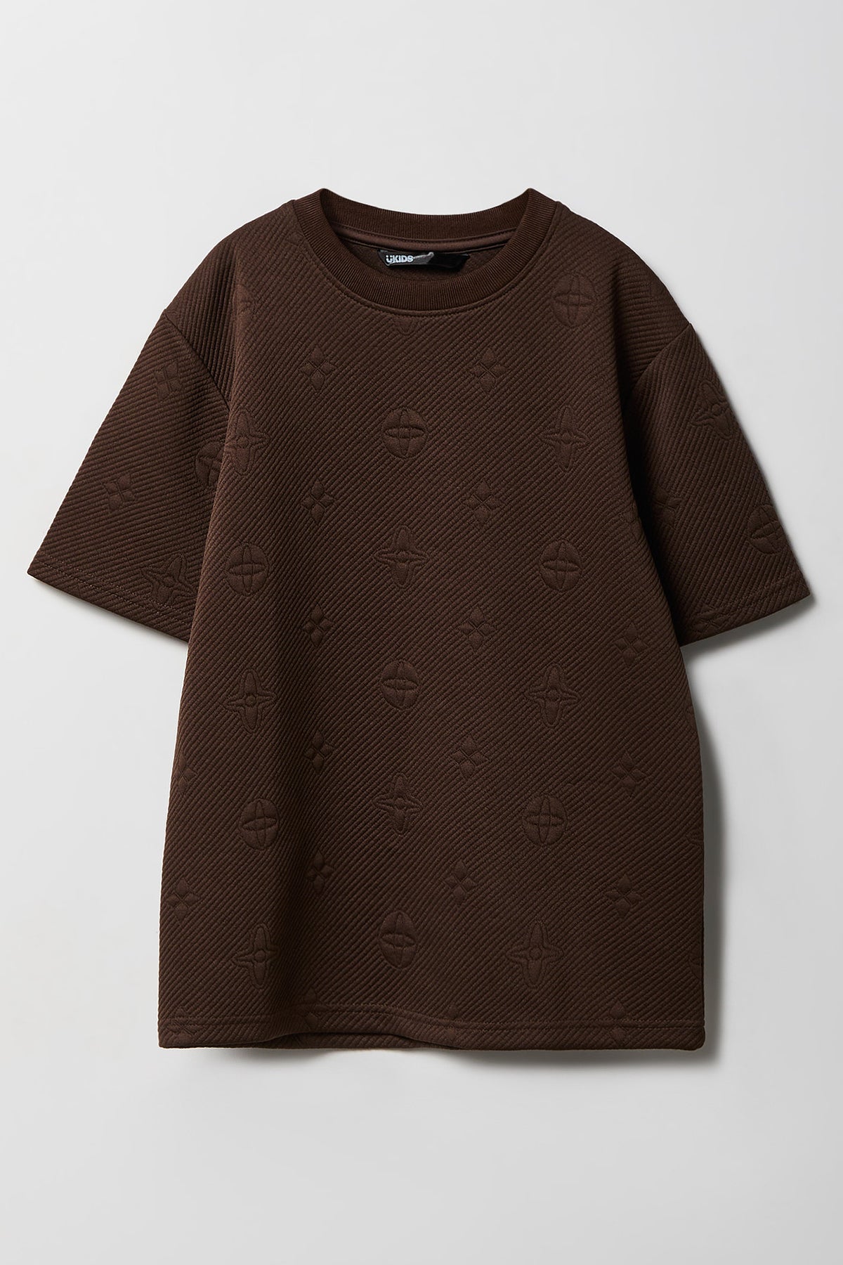 Boys Status Jaquard Knit T-Shirt - Brown