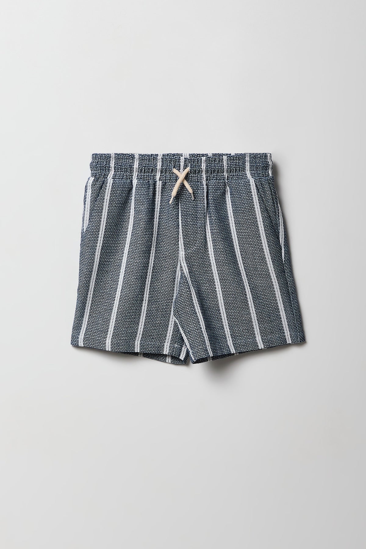 Boys Textured Striped Drawstring Short - Blue