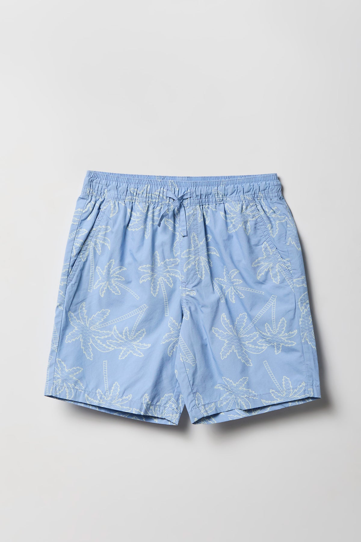 Boys Printed Poplin Short - Light Blue