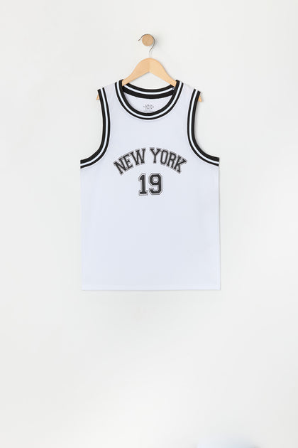 Jersey de basketball en filet à imprimé New York pour garçon