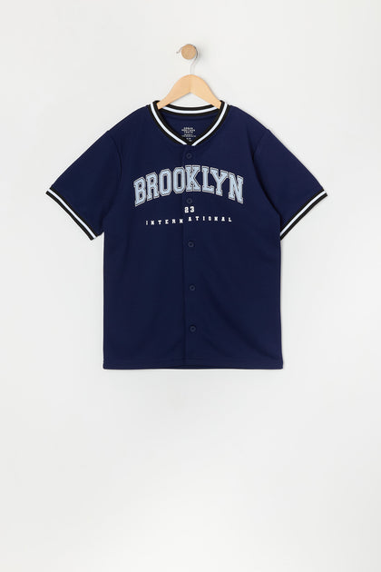 Jersey de baseball en filet à imprimé Brooklyn pour garçon