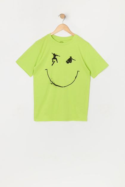 Boys Skateboard Smiley Graphic T-Shirt