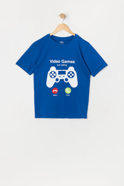 T-shirt à imprimé Video Games are Calling pour garçon
