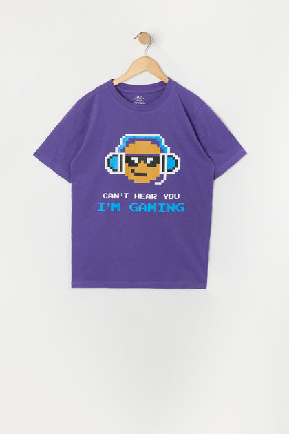 T-shirt à imprimé Can't Hear I'm Gaming pour garçon