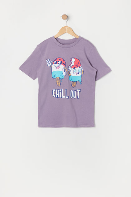 T-shirt à imprimé Chill Out Popsicle pour garçon