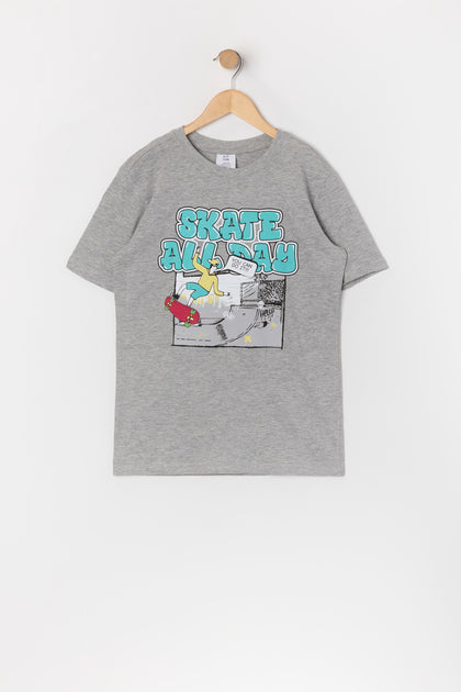 T-shirt à imprimé Skate All Day pour garçon