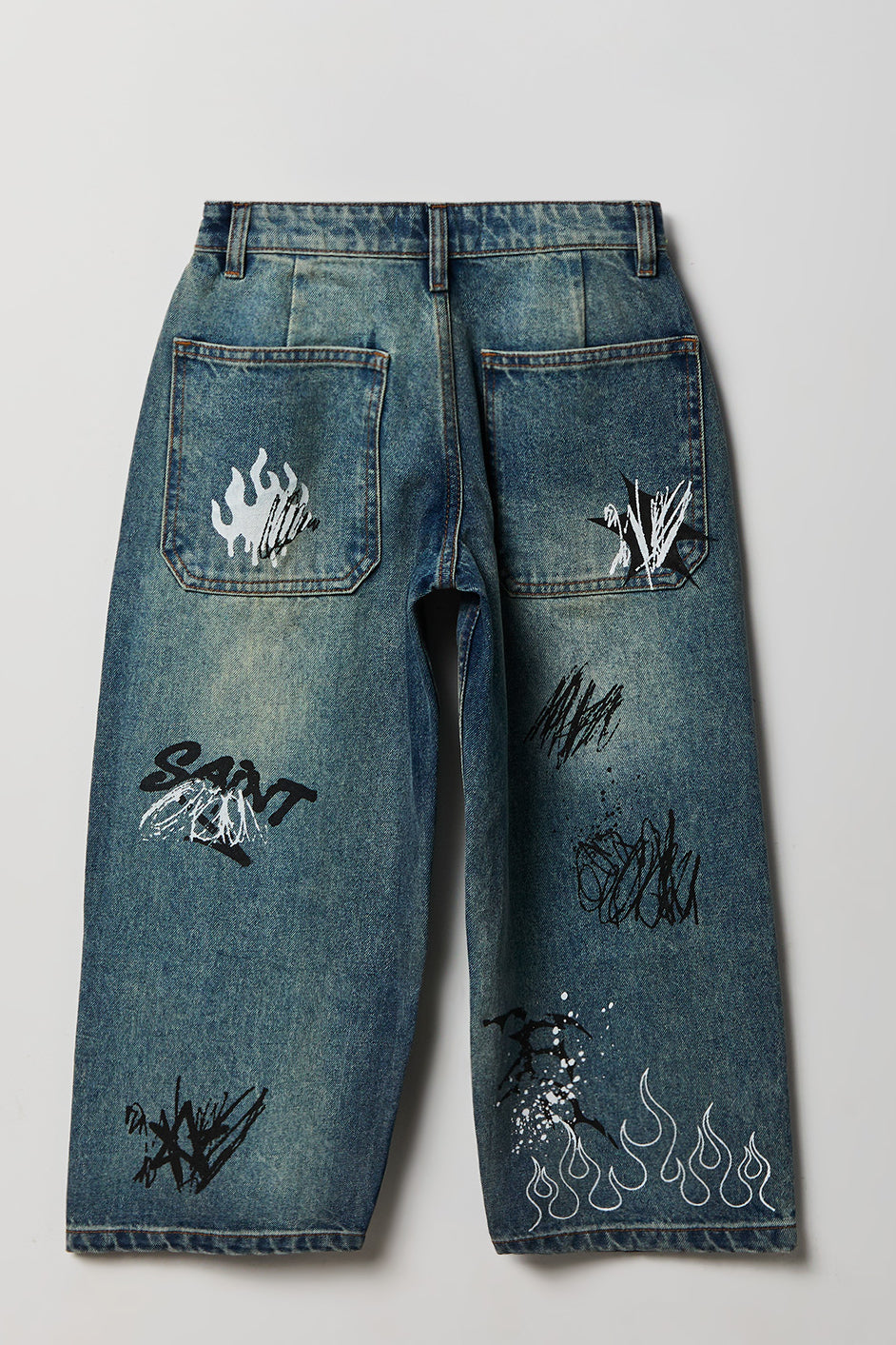 Alt View 2. Boys Graffiti Graphic Baggy Jean - Medium Blue