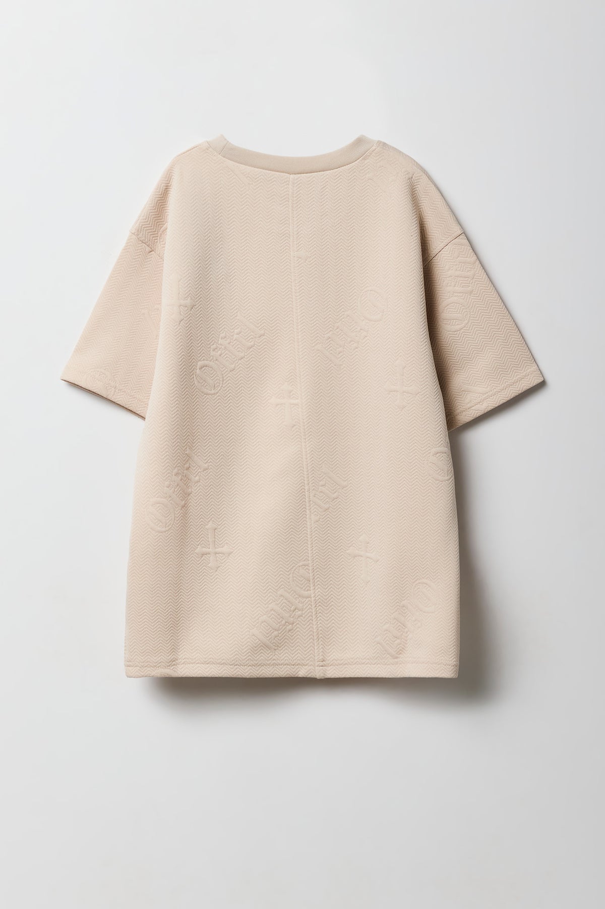 Alt View 2. Boys Textured Embossed T-Shirt - Natural