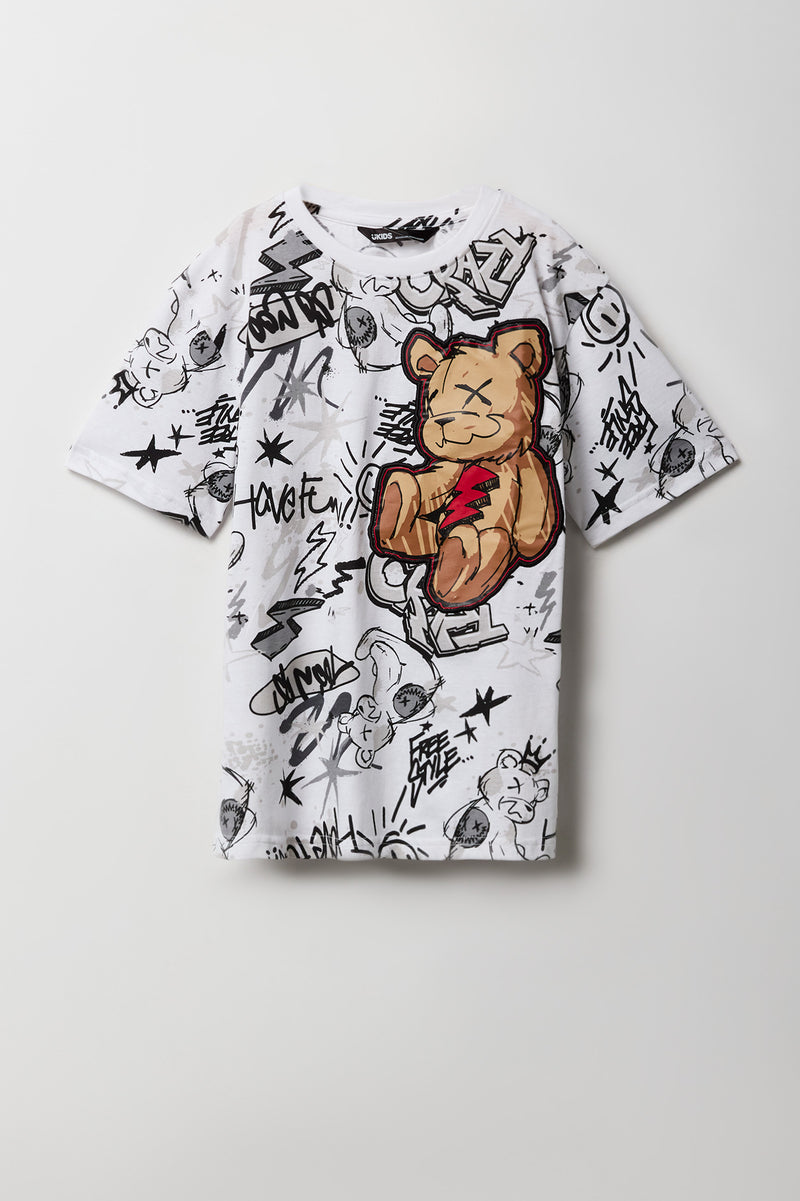 Boys Graffiti Bear Print T-Shirt