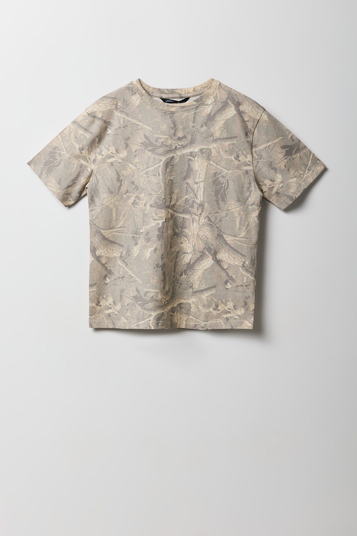 Boys Camo Crewneck T-Shirt - Beige