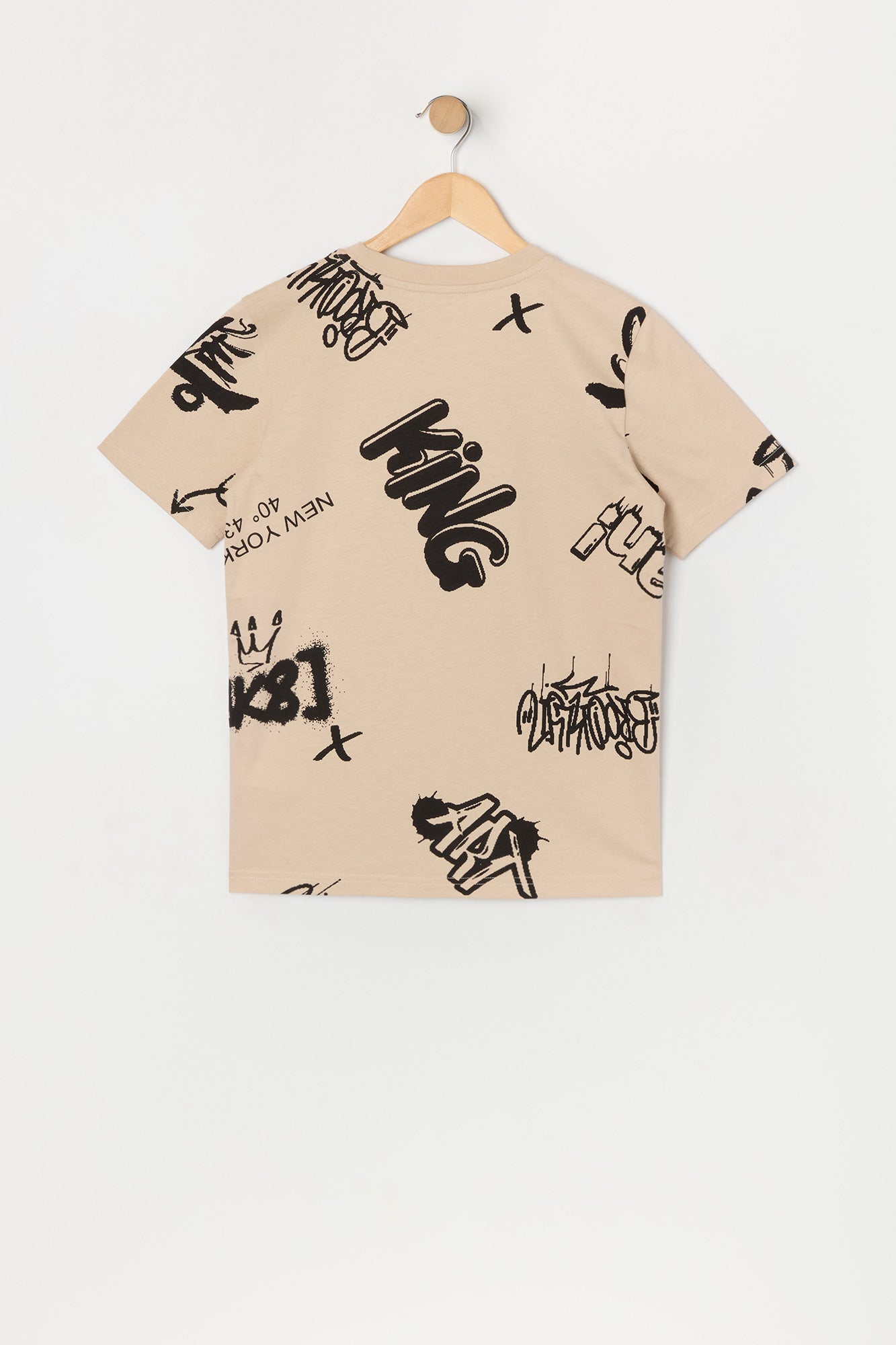 Boys Tan Graffiti Print T-Shirt