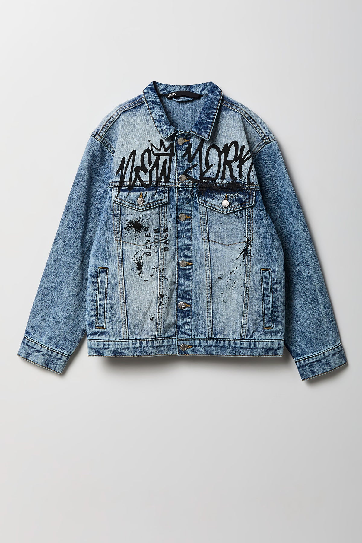 Boys Graphic Denim Jacket - Light Blue