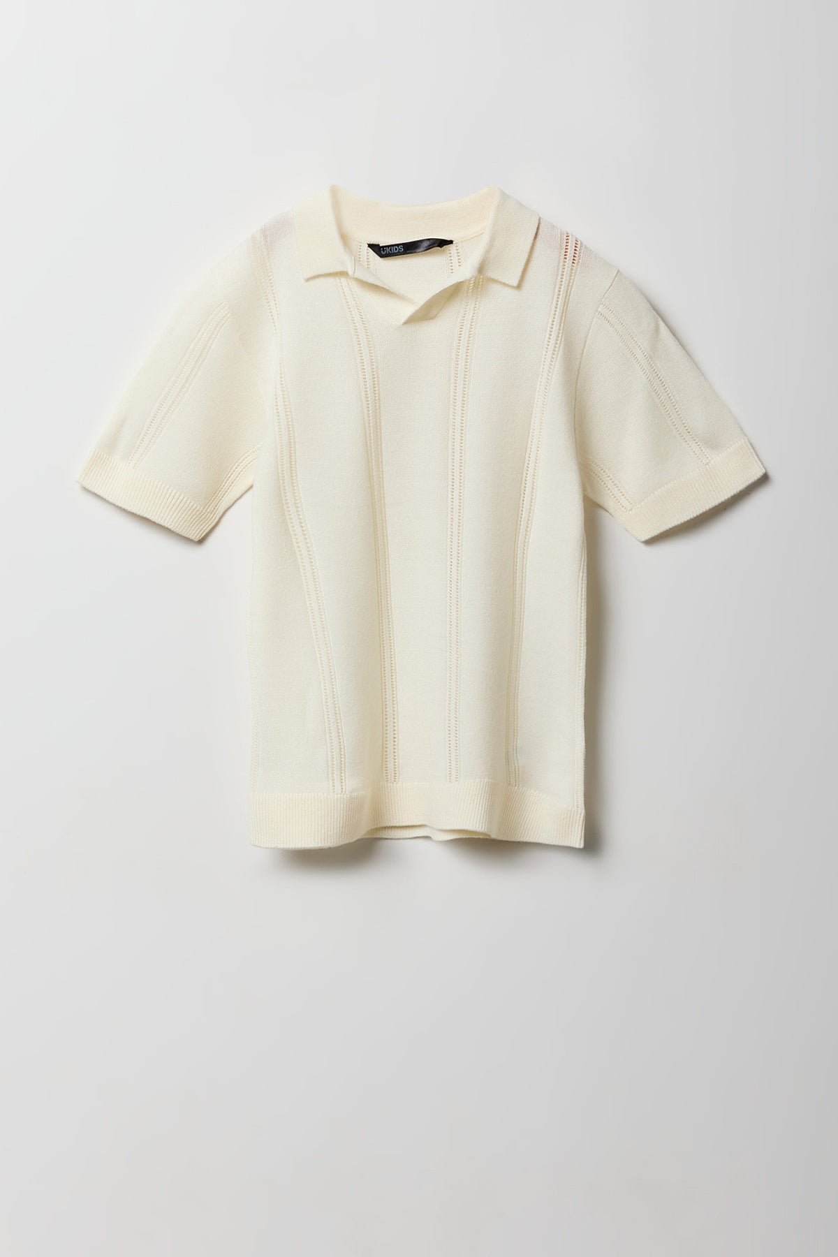 Boys Textured Striped Polo - Off White