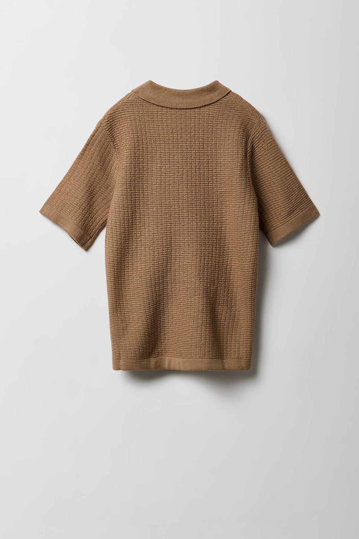 Alt View 2. Boys Textured Knit Short Sleeve Button-Up Top - Taupe