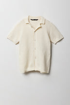 Boys Textured Knit Button-Up Top