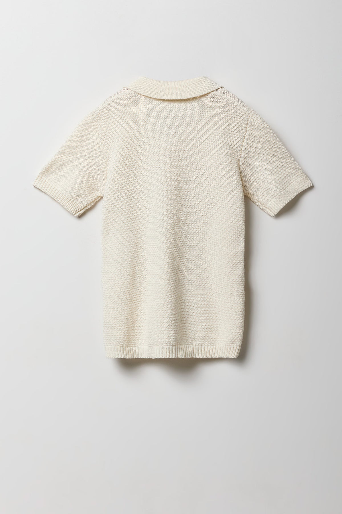 Alt View 2. Boys Textured Knit Button-Up Top - Off White