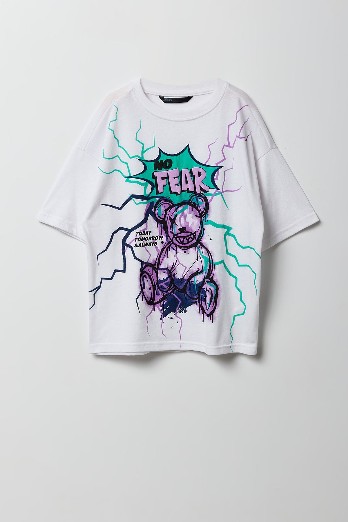 Boys No Fear Puffed Print T-Shirt - White