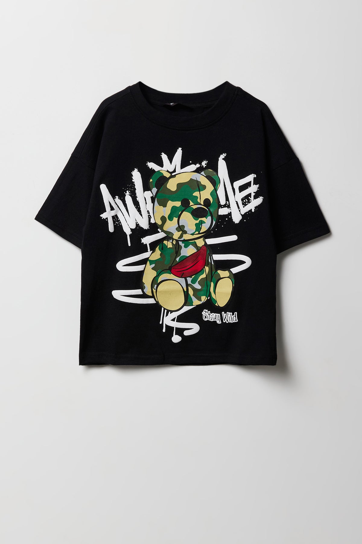 Kids Cash Bear Graphic T-Shirt - Black