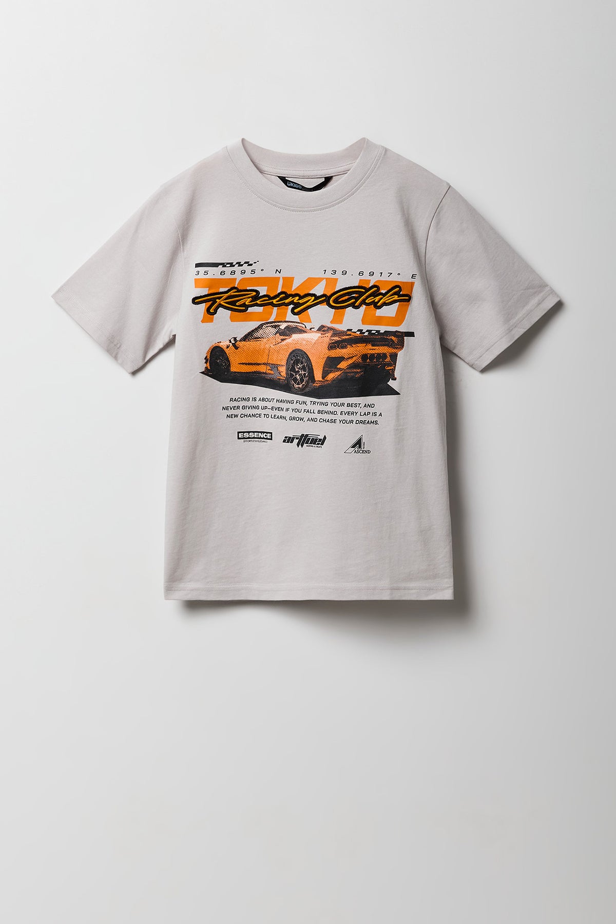 Kids Racing Graphic T-Shirt - Light Grey