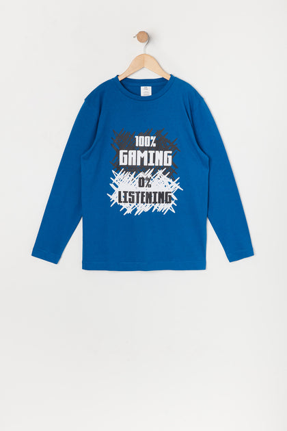 Boys Gaming Not Listening Graphic Long Sleeve Top