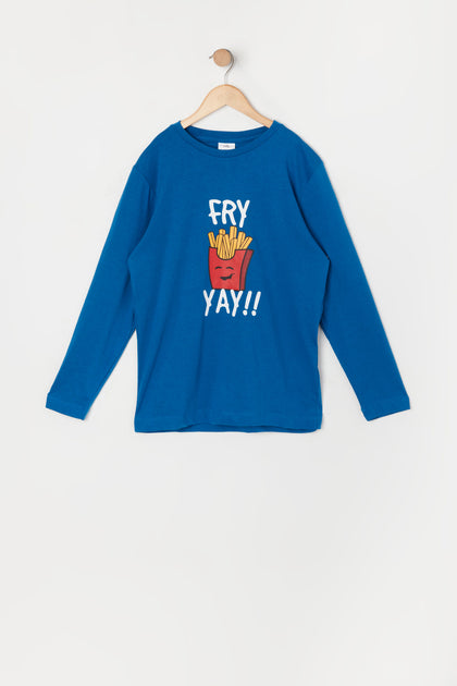 Boys Fry Yay Graphic Long Sleeve Top