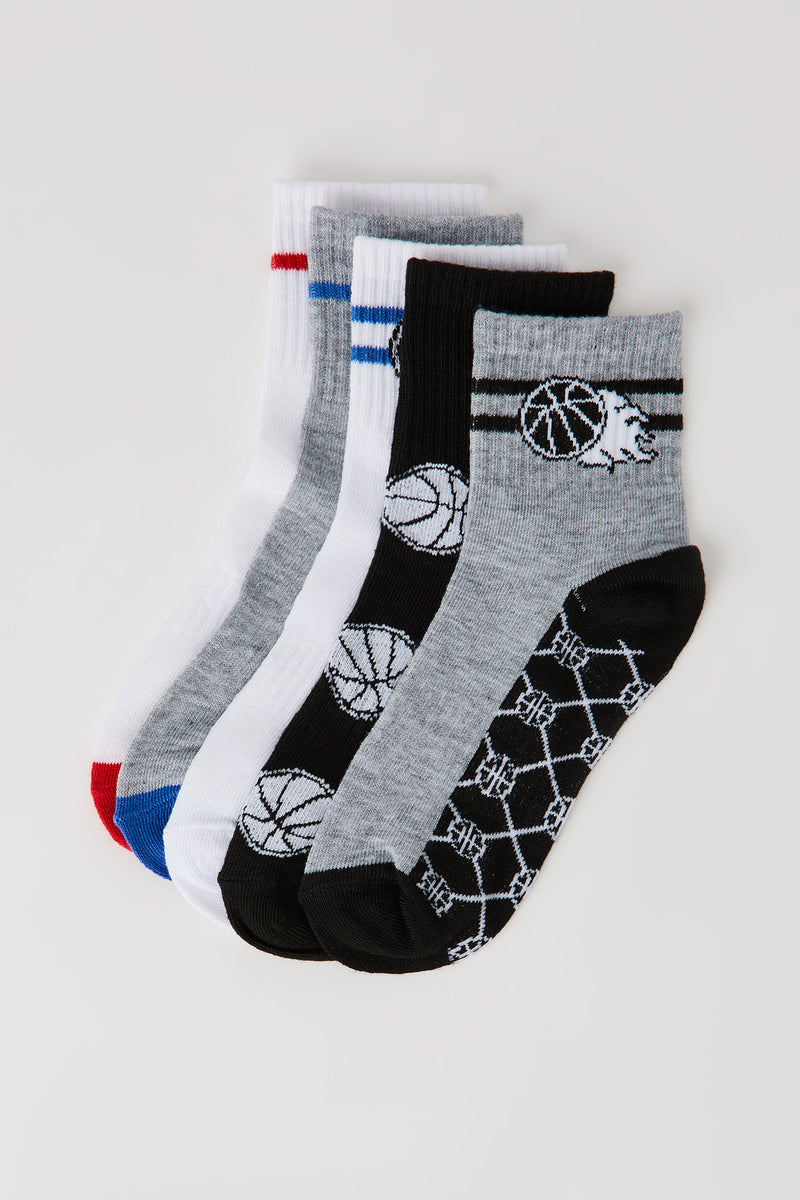 Chaussettes à imprimé Basketball pour enfant (5 paires)