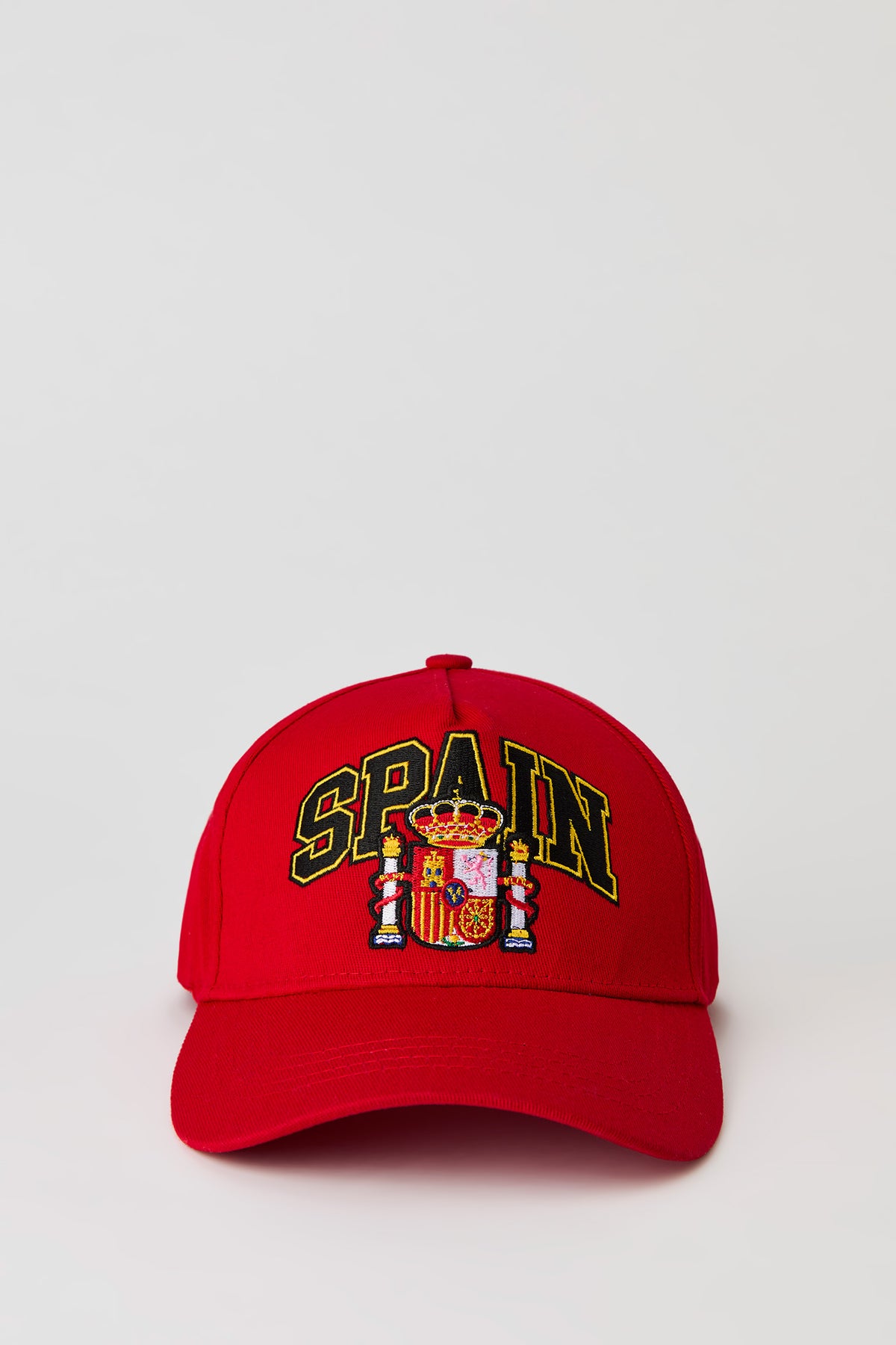 Kids Spain Embroidered Baseball Hat - Dark Red