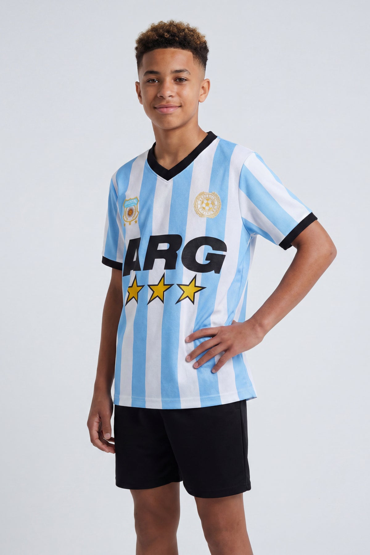 Kids Argentina Graphic Mesh Jersey - Light Blue