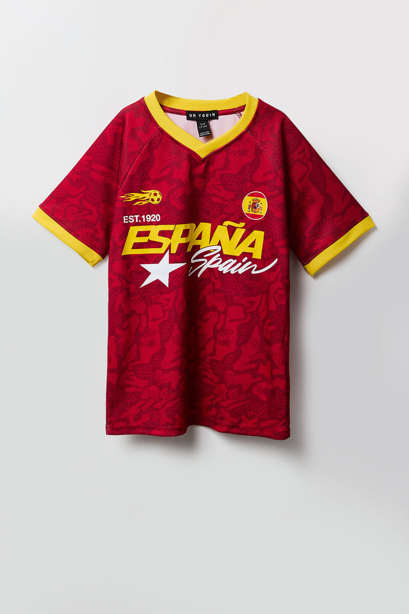 Kids Spain Graphic Mesh Soccer Jersey