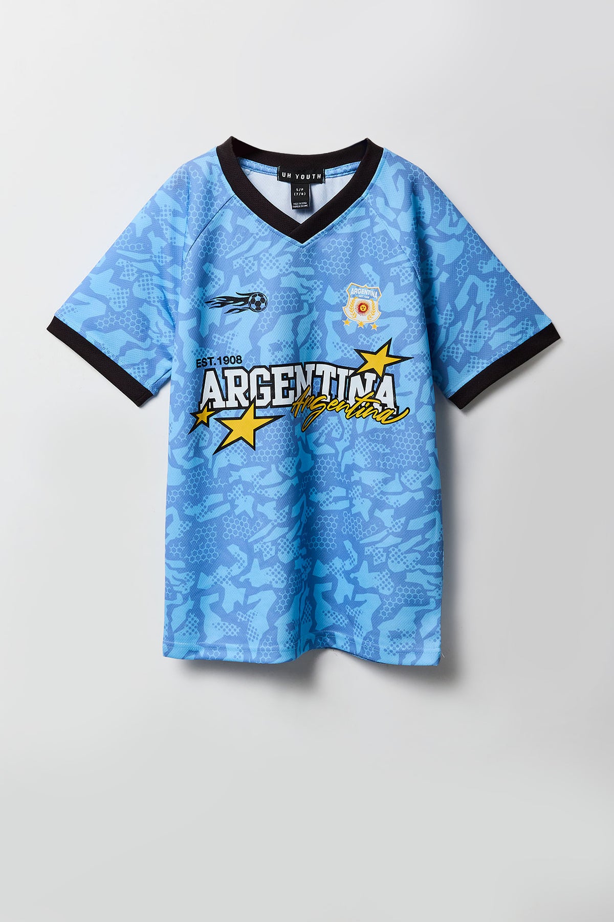 Kids Argentina Graphic Mesh Soccer Jersey - Light Blue